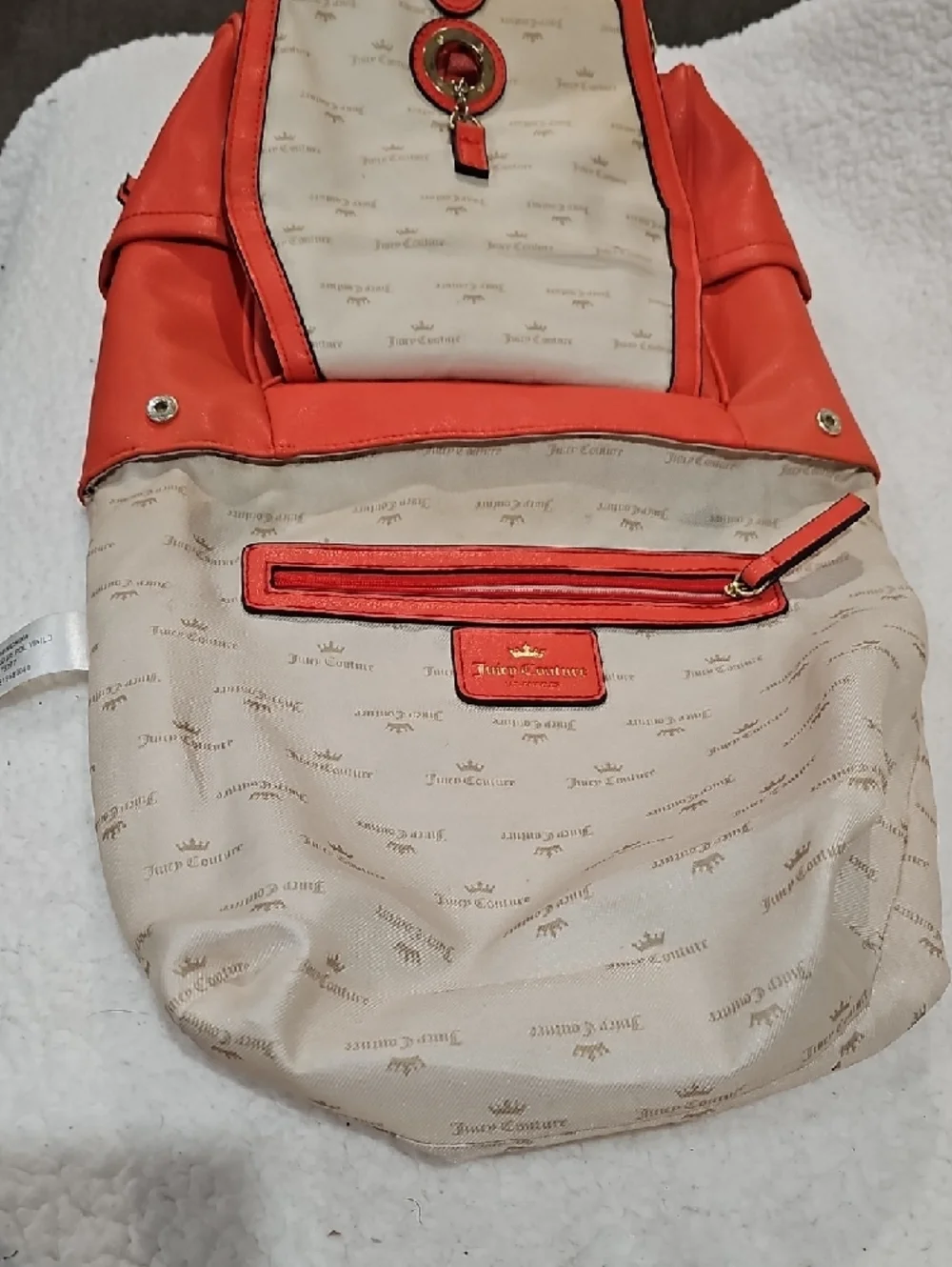 Juicy Couture Orange Mini Backpack with Gold Turn-Lock Detail
